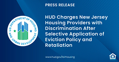 Graphic of FHEO Press Release text and HUD logo