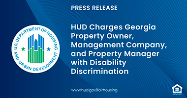 Graphic of FHEO Press Release text and HUD logo