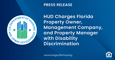 Graphic of FHEO Press Release text and HUD logo