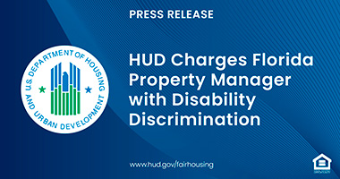 Graphic of FHEO Press Release text and HUD logo