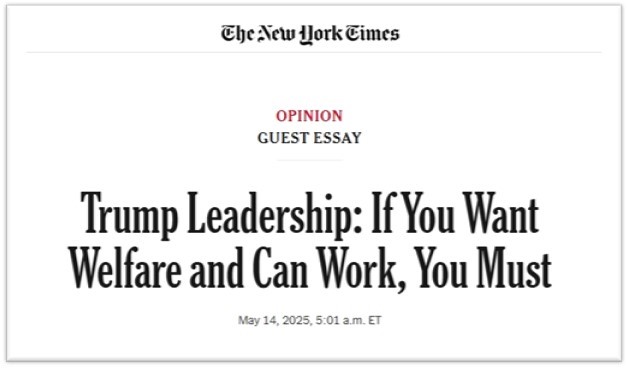 Trump Leadership: If You Want Welfare and Can Work, You Must Trump Leadership: If You Want Welfare and Can Work, You Must