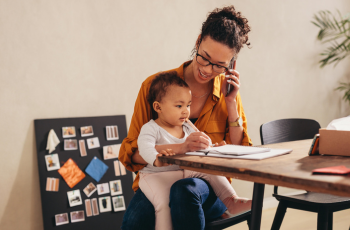 Mom and Baby making a phone call