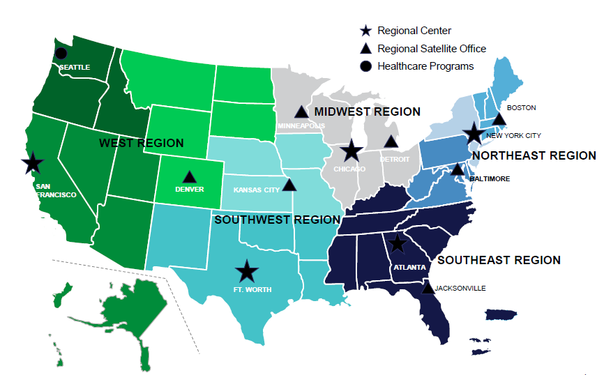 Multifamily Regional Centers and Satellite Offices Map