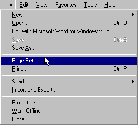 [Image 3: File, Page Setup, Internet Explorer 5.x.]